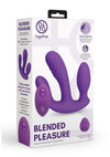 Together Blended Pleasure Rechargeable Silicone Triple Pronged Vibrator with Remote Control - Purple