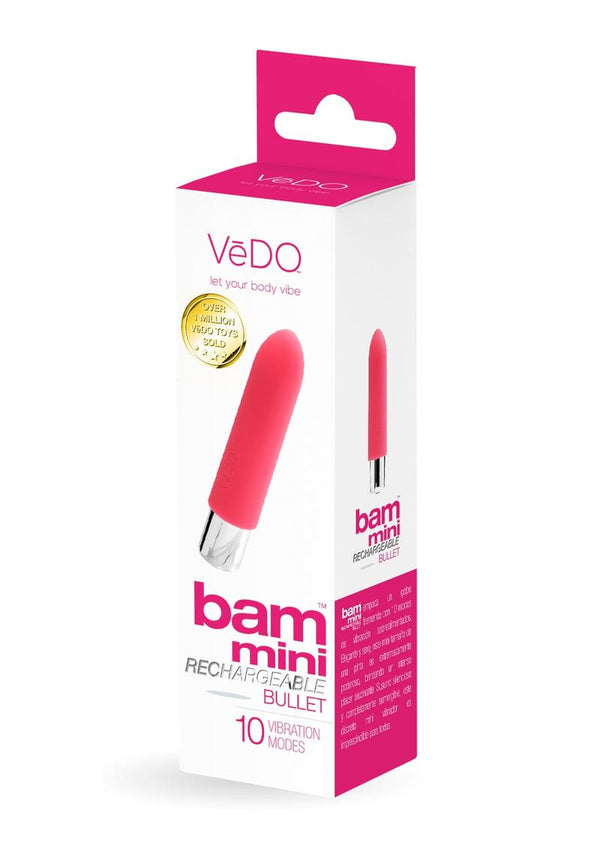 Vedo Bam Mini Rechargeable Silicone Bullet Vibrator - Foxy - Pink