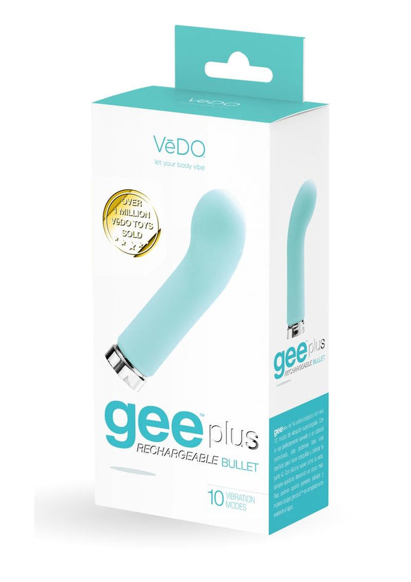Vedo Gee Plus Rechargeable Silicone Bullet Vibrator - Tease Me - Teal/Turquoise