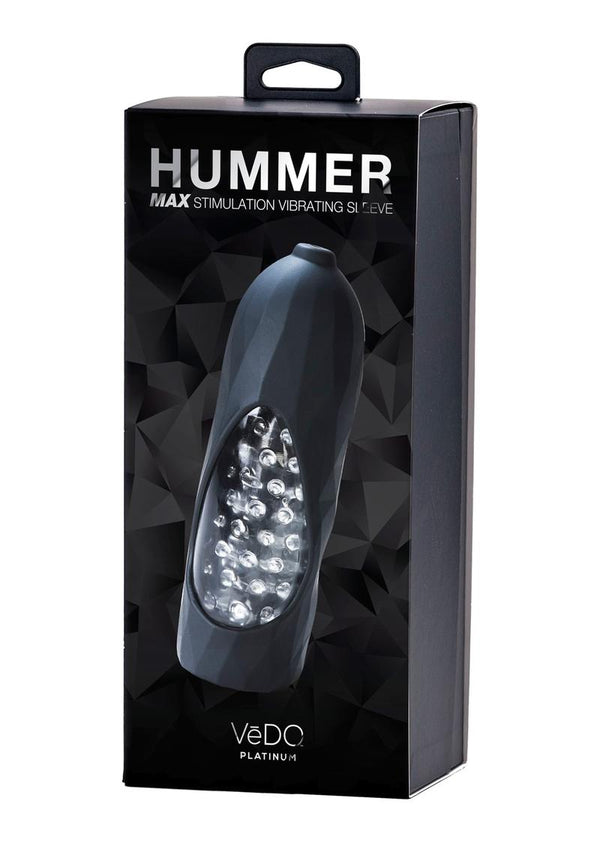 Vedo Hummer 2.0 Silicone Rechargeable Vibrating Stroker - Crystal Clear/Black Pearl - Black/Clear