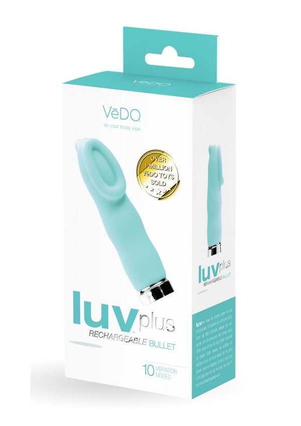 Vedo Luv Plus Rechargeable Silicone Bullet Vibrator - Tease Me - Teal/Turquoise