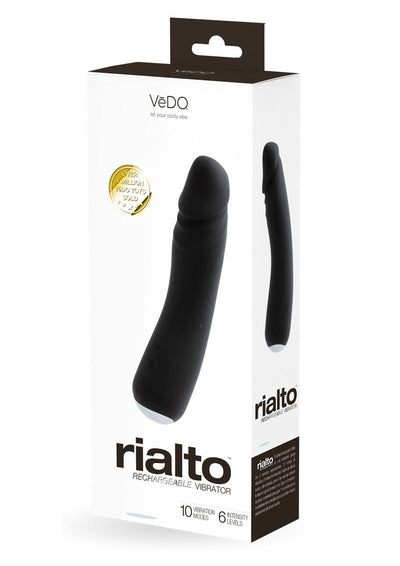 Vedo Rialto Silicone Rechargeable Realistic Vibrator - Black Pearl