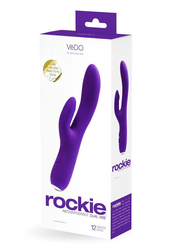 Vedo Rockie Rechargeable Silicone Rabbit Vibrator - Into You - Indigo/Purple