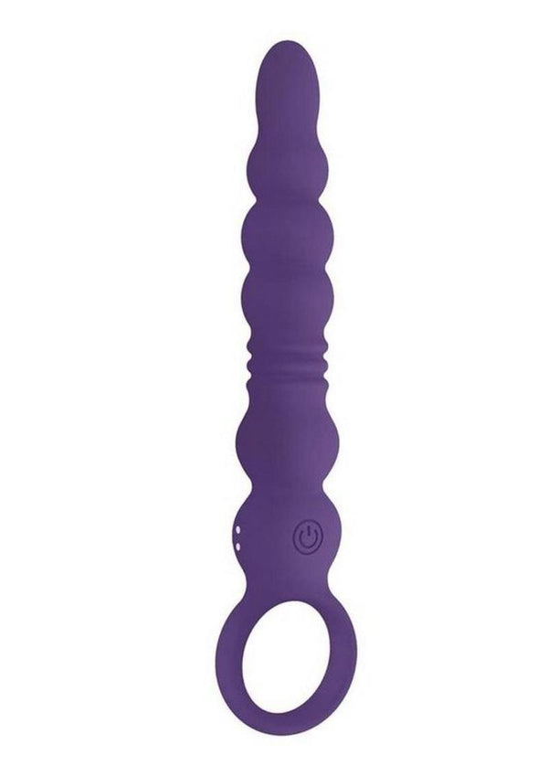 Vibrating Buttfuc Thrusting Rechargeable Silicone Anal Wand - Purple