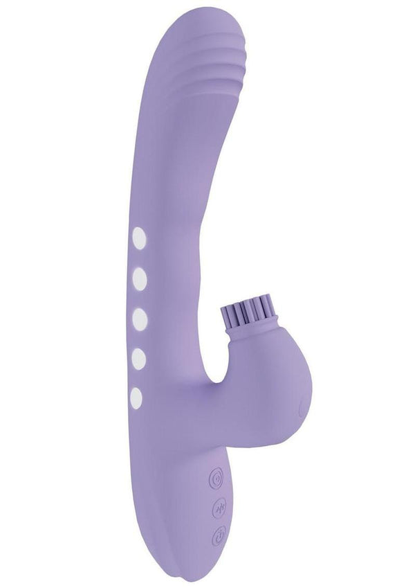 Vive Andria Led Rechargeable Silicone Dual Motor G-Spot Vibrating and Tap Clit Stimulator