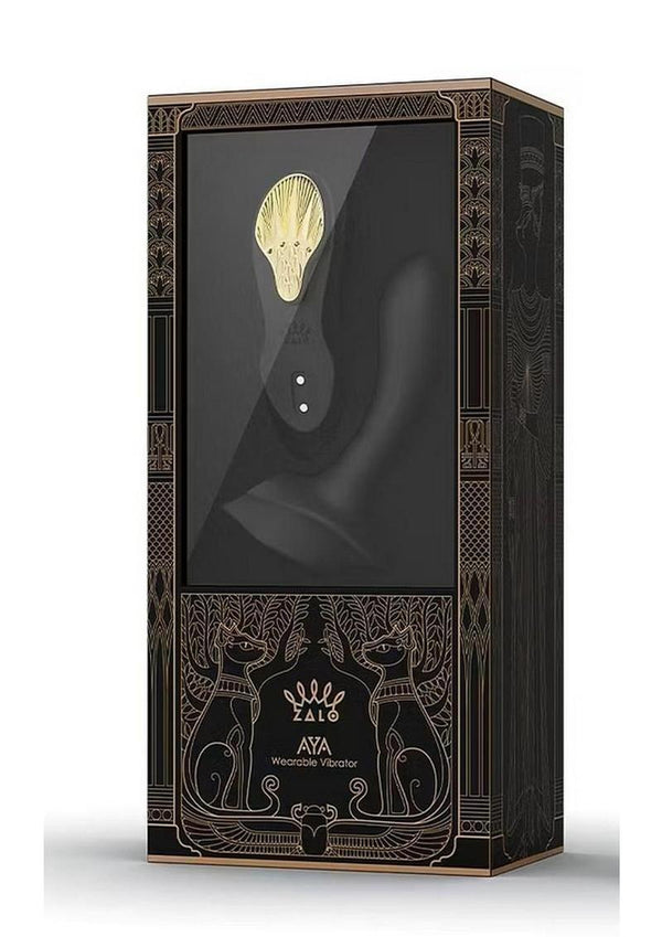 Zalo Aya Rechargeable Silicone Wearable Vibrator - Black/Gold